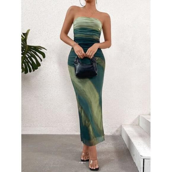 Dresses & Skirts - New Women's Gradient Mesh Halter Bodycon Dress With High Slit